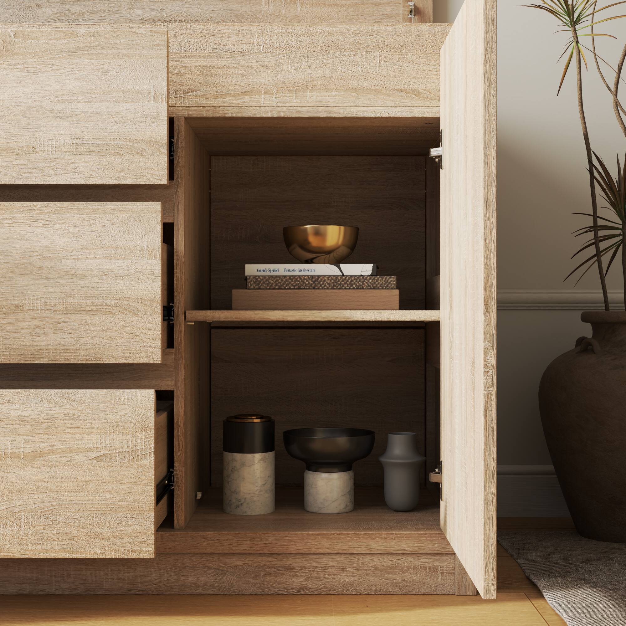 Alt View 10. Famapy - Famapy Multifunctional Storage Cabinet: Smart Security Meets Hidden Organization - Wooden.