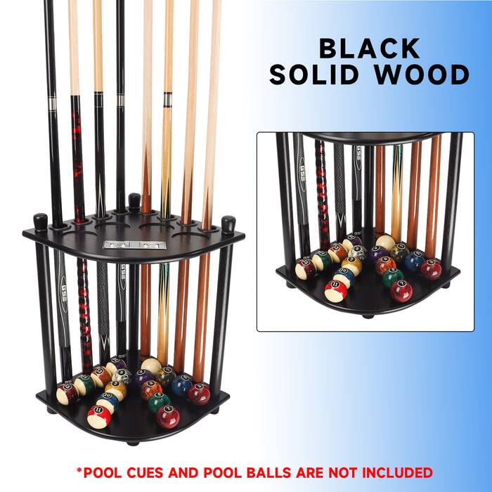 BLACK SOLID WOOD
*POOL CUES AND POOL BALLS ARE NOT INCLUDED