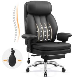 Brick Attic - Ergonomic High Back Office Chair with Lumbar Support,Footrest & Custom Armrests, Swivel Reclining Desk Chair for Work - Black