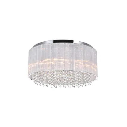 Front. CWI Lighting - Spring Morning 9 Light Drum Shade Flush Mount With Chrome Finish - Chrome.