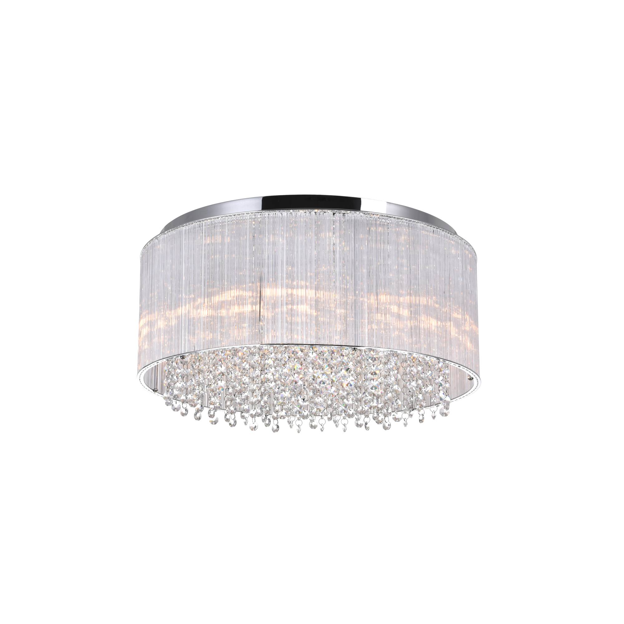 Front. CWI Lighting - Spring Morning 9 Light Drum Shade Flush Mount With Chrome Finish - Chrome.