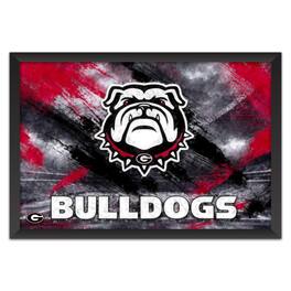 Sporticulture - Georgia Bulldogs 14" x 20" Brush Stroke Logo Framed Art Print - Multicolor