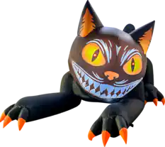 Front. GOOSH Inflatables - GOOSH 7.4FT Animated Inflatable Halloween Black Cat – Light-Up Yard Decoration - Black.