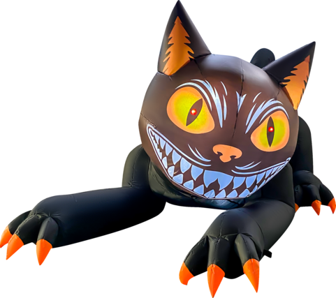 Front. GOOSH Inflatables - GOOSH 7.4FT Animated Inflatable Halloween Black Cat – Light-Up Yard Decoration - Black.