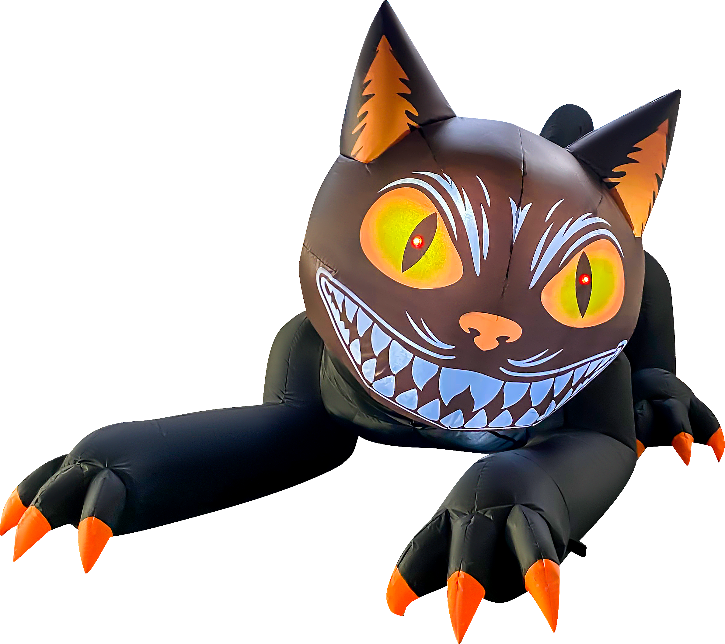 Front. GOOSH Inflatables - GOOSH 7.4FT Animated Inflatable Halloween Black Cat – Light-Up Yard Decoration - Black.
