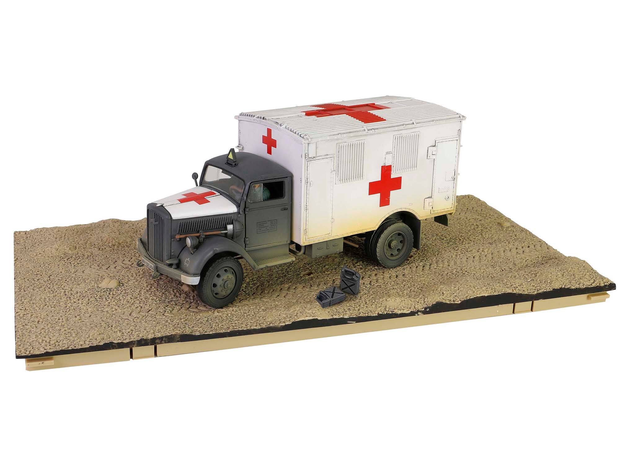 Alt View 5. Forces Of Valor - Opel-Blitz Kfz.305 Ambulance Gray and White (Weathered) "German Army" "Armoured Fighting" 1/32 Model by Forces of Valor.