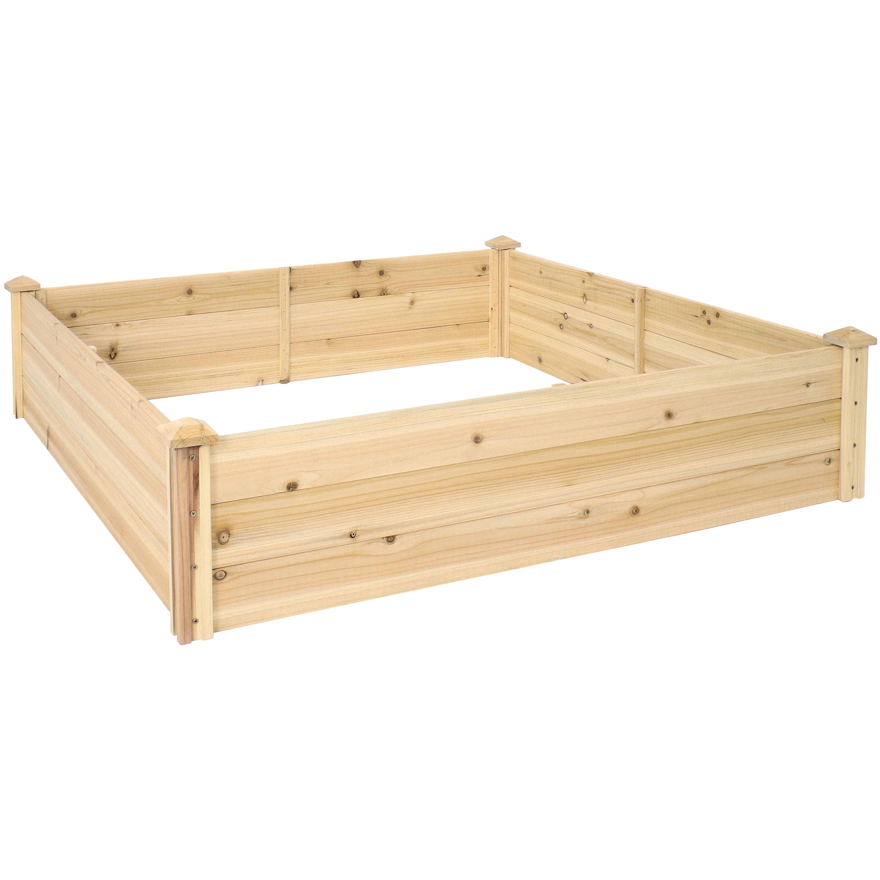 Sunnydaze - Wooden Fir Square Raised Garden Bed - 48 in - Light Brown