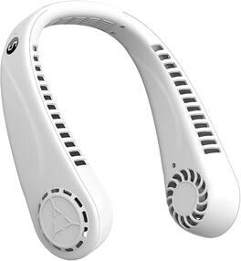 BEARSOLIM - Portable Hands free Bladeless Hanging Neck Fans,Screen Display and 5 Speeds Levels,360° Cooling Wearable Personal Fan - White