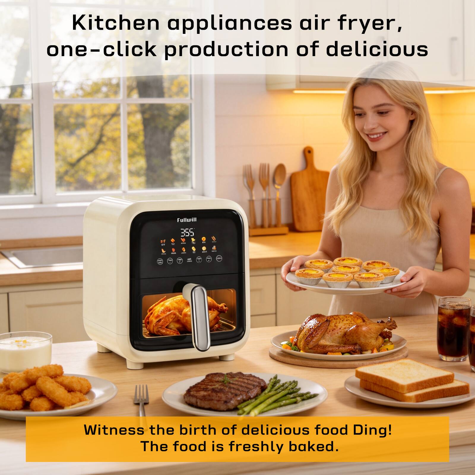 Kitchen appliances air fryer, one-click production of delicious 11 .. I Fullwill 355 1 - - 1 - 1  - - - - - Witness the birth of delicious food Ding! The food is freshly baked.