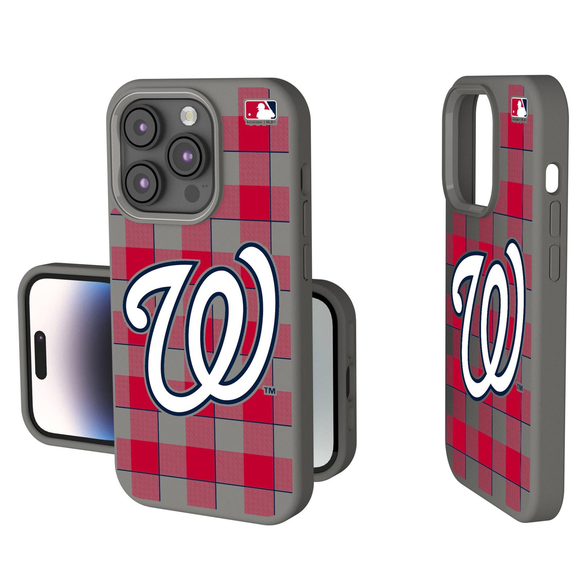 Front. Keyscaper - Washington Nationals Plaid Soft Touch iPhone Case - 14 - Gray.
