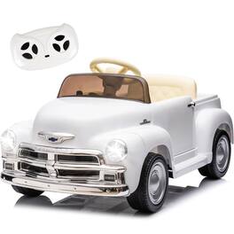 Chateau Abodes - 12V Pickup Kids Ride-On Car with Remote Control, 7AH Battery, Music, USB, 3 Speeds & LED Lights for Ages 3+ - White