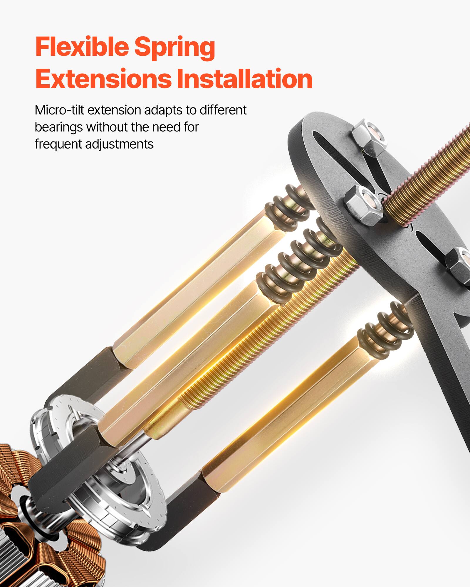Flexible Spring Extensions Installation

Micro-tilt extension adapts to different bearings without the need for frequent adjustments
