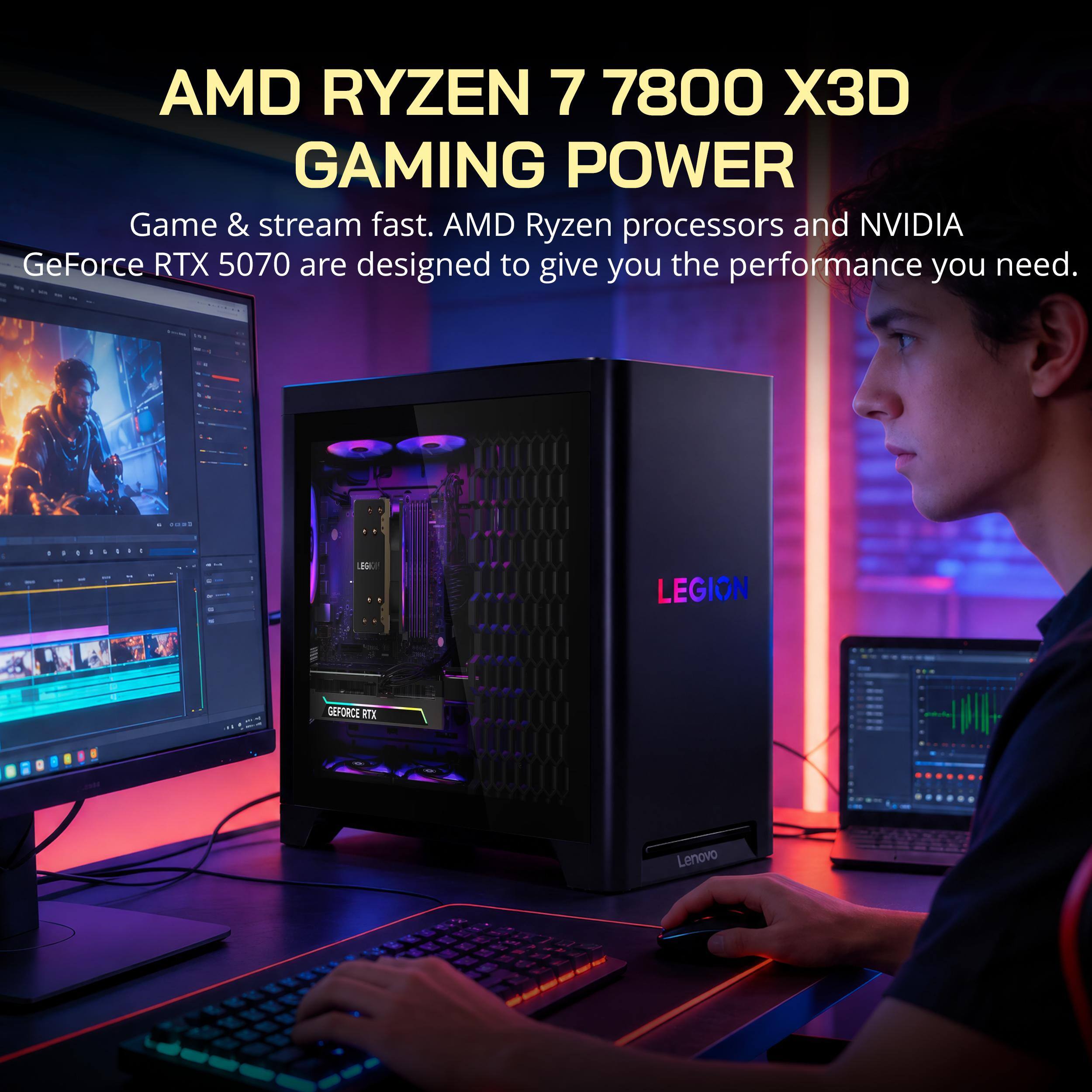 Lenovo Upgraded Legion Tower 5 Gaming Desktop,AMD Ryzen 7 7800X3D,32GB ...