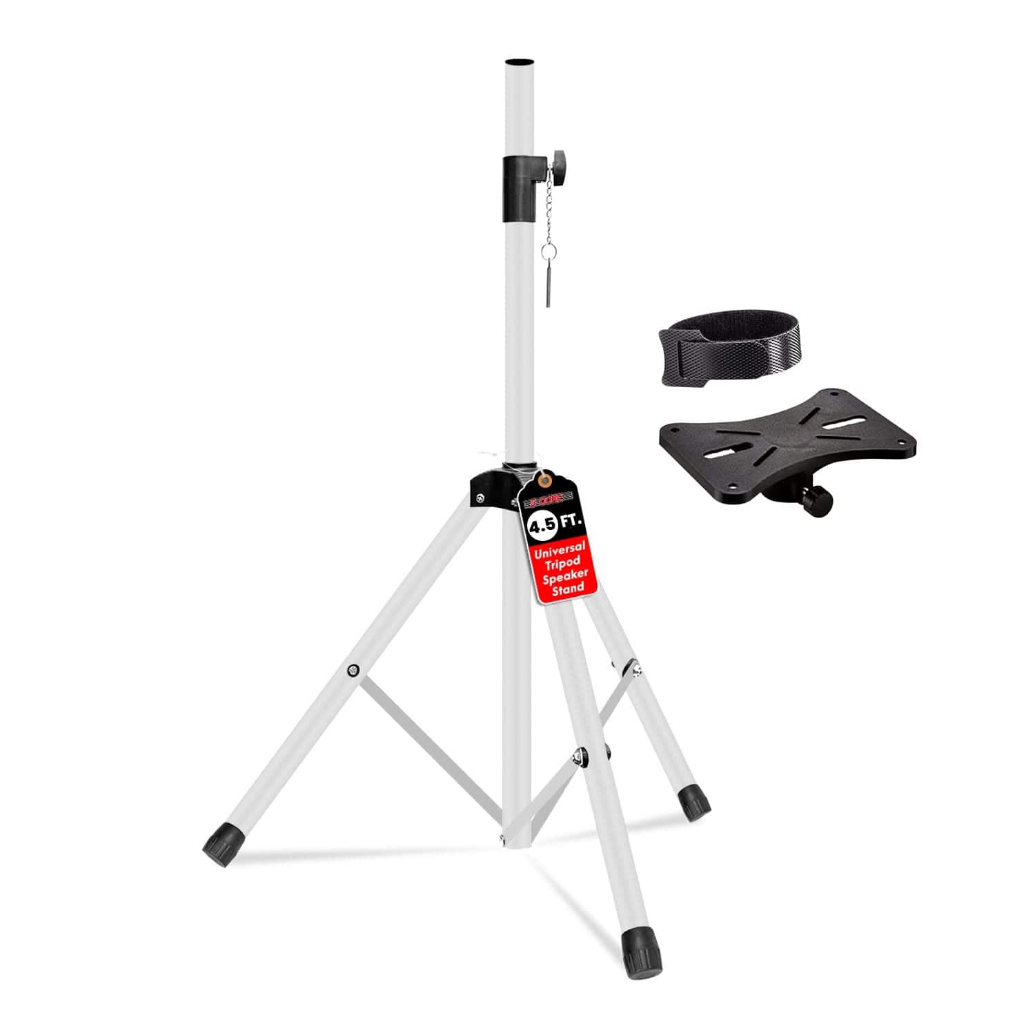 5 CORE - Speaker Stand Adjustable 31 to 54" PA DJ Tripod Stands Heavy Duty w 35mm Insert 132 Lbs - White
