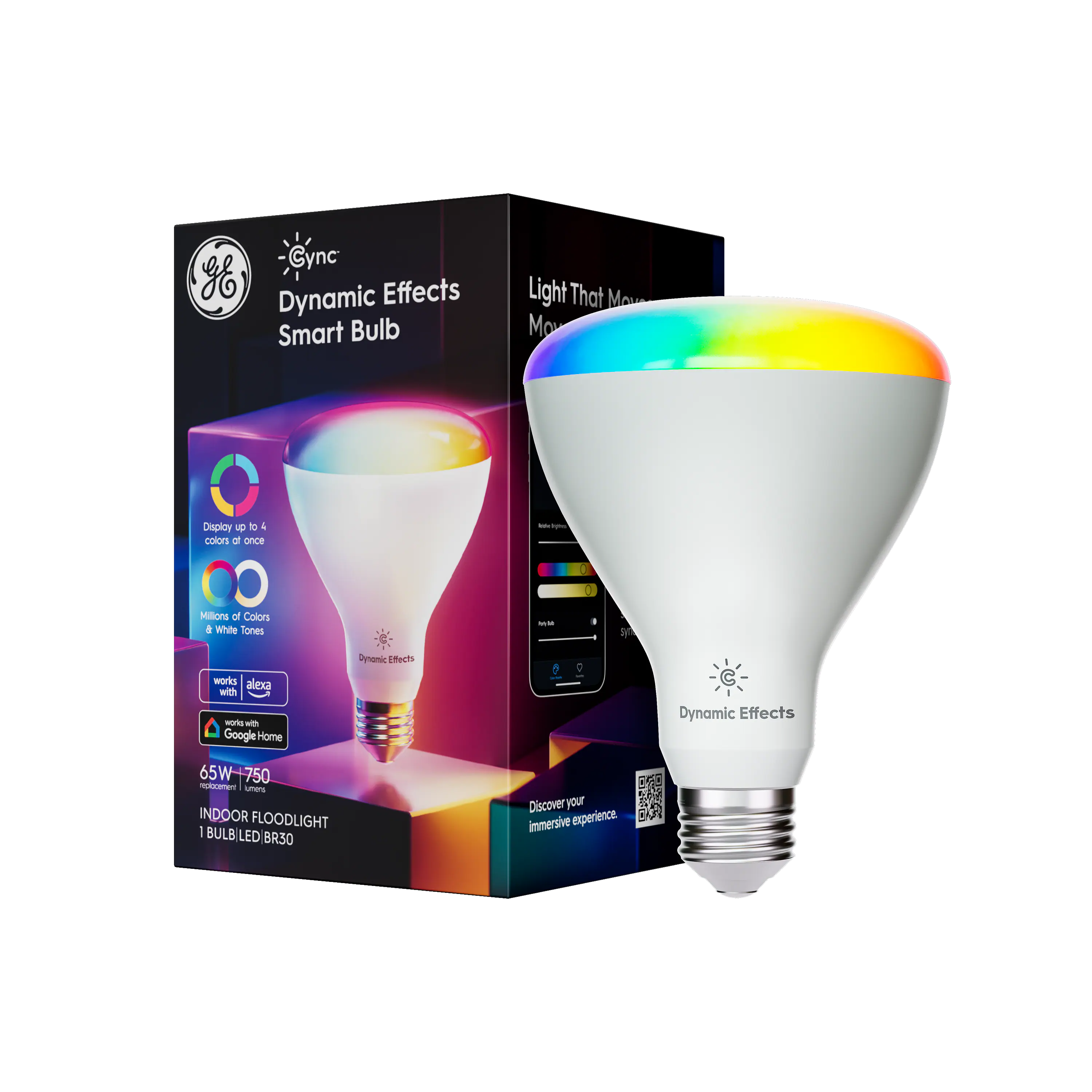 Cync - Dynamic Effects BR30 LED Light Bulb, Color Changing, 1pk - Full Color