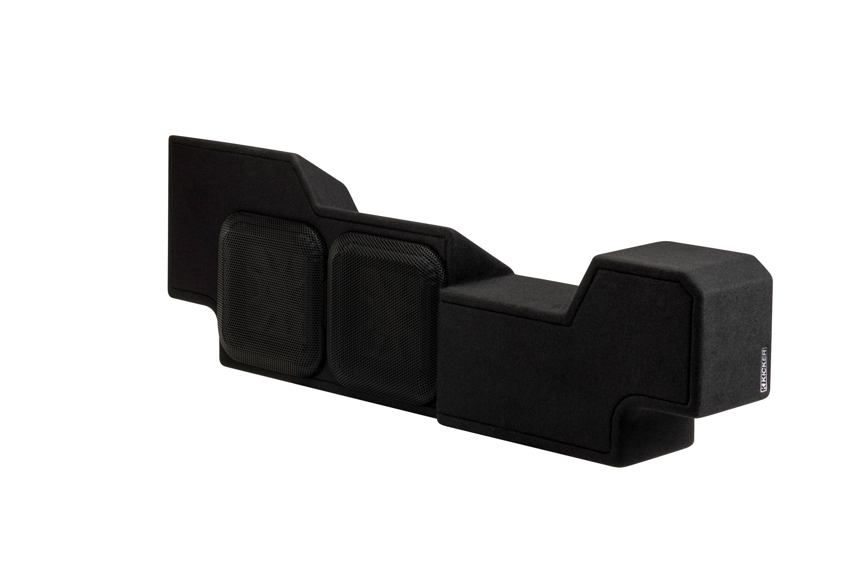 Angle. KICKER - L7T 5th Generation Custom Fit Dual 10" 2-Ohm Down Firing Enclosure Subwoofer for Select Dodge Rams - Black.