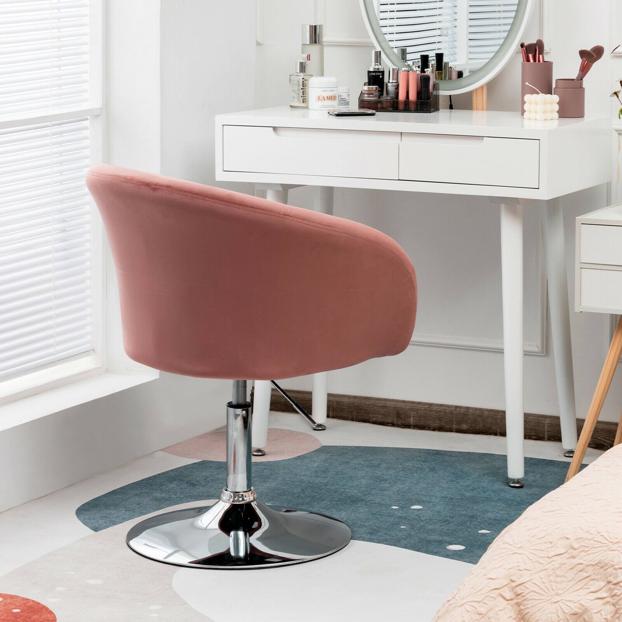 Alt View 2. Gymax - Gymax Modern Velvet Chair Height Adjustable Bar Stool Swivel Makeup Seat Pink - Pink.