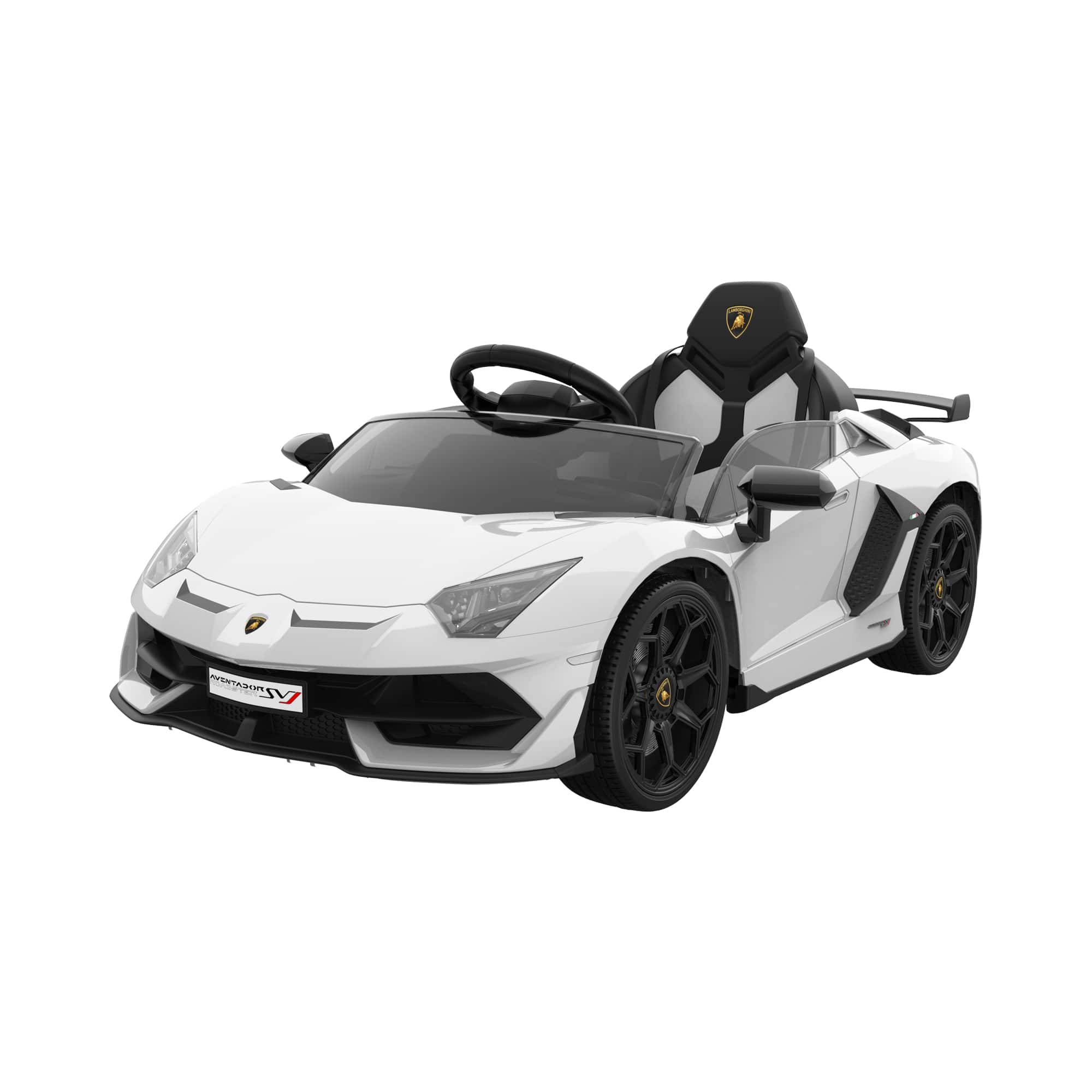 GARVEE- Licensed Lamborghini 12V Kids Electric Car, Parent Remote Control, LED Lights, Music, Gift for Boys & Girls- White