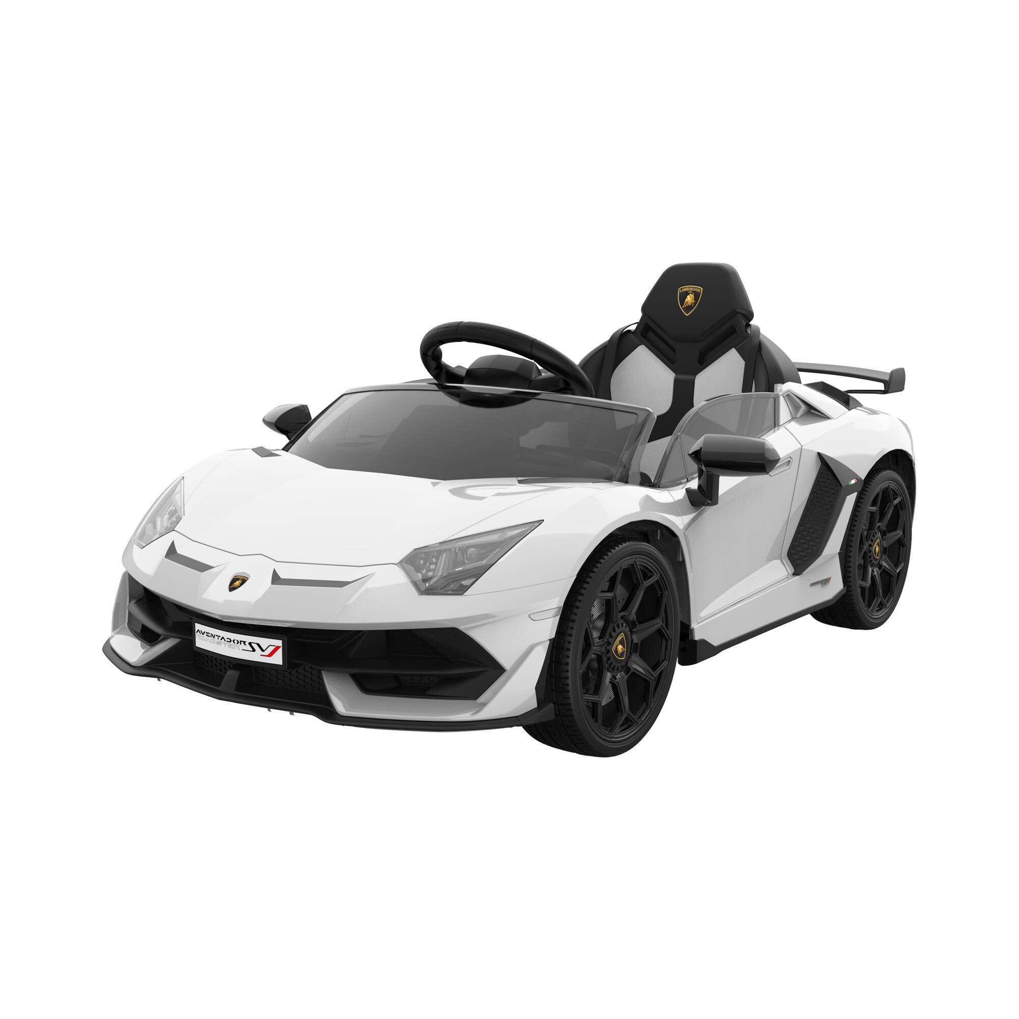 GARVEE - Licensed Lamborghini 12V Kids Electric Car, Parent Remote Control, LED Lights, Music, Gift for Boys & Girls - White