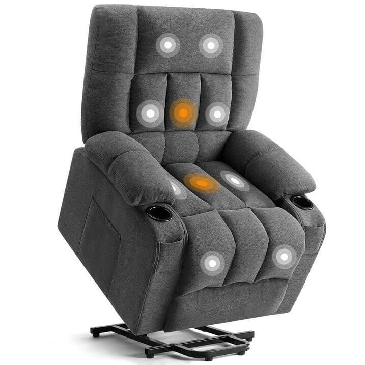 Front. AOITUN - Power Lift Recliner Chair, Recliner for Elderly with Massage and Heating, with Remote Control, Cup Holder, Side Pocket - Gray.