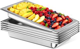 OSTBA - 6 Pack Full Size Hotel Pans 1/1 Size 2.5" Deep,Stainless Steel Steam Table Buffet Pans 20.8" L x 12.8" W