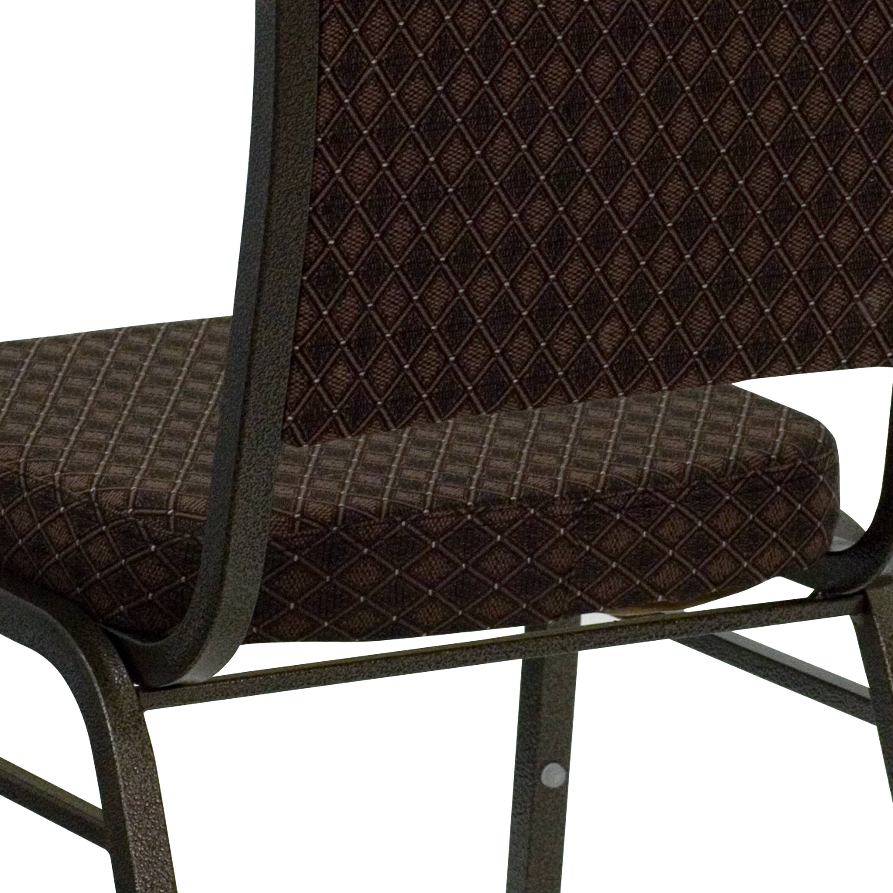 Alt View 9. Emma + Oliver - Crown Back Stacking Banquet Dining Chair - Brown Patterned Fabric/Gold Vein Frame.