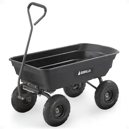 Front. Gorilla Carts - Gorilla Carts Poly Garden Dump Cart Camping Beach Wagon, 600 Pound Capacity - Black.