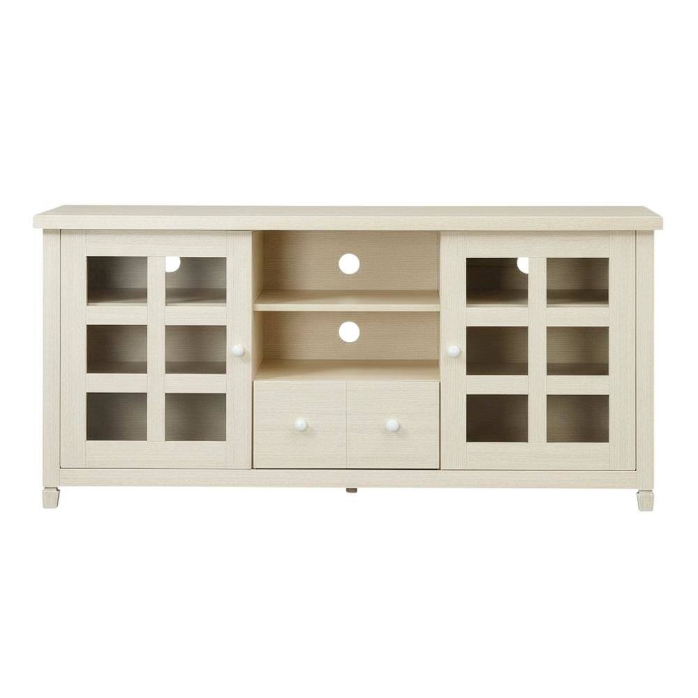 Alt View 3. FurniFact - Beige Wooden TV Stand with Storage Cabinets and Shelves for Up to 65-Inch TVs - Black.