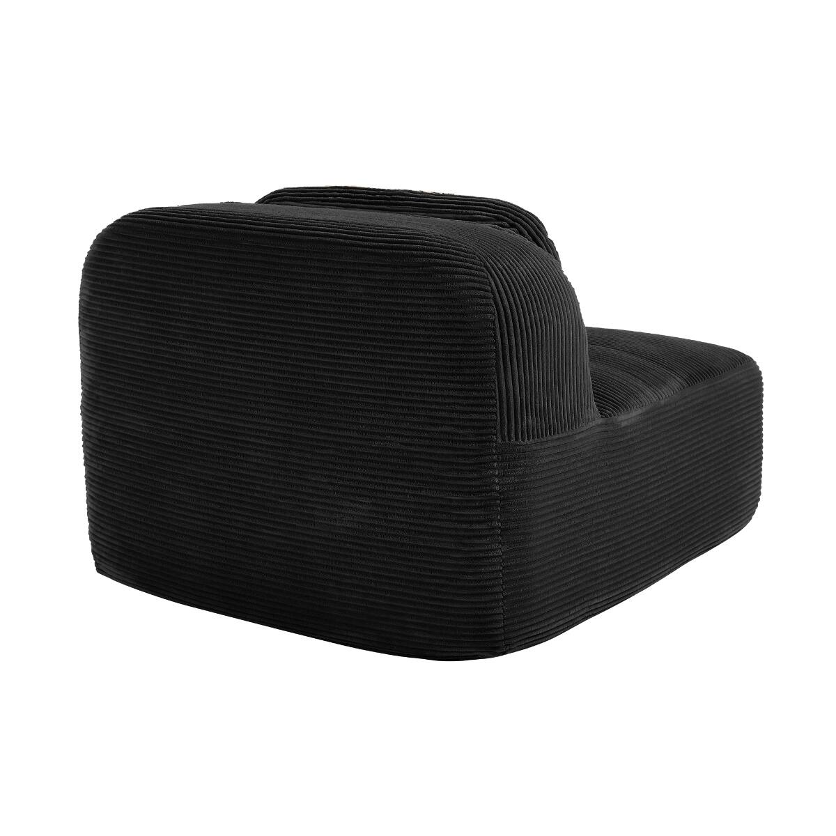 Left. Ropilly - Ropilly Black Corduroy Corner Sofa with Pillows, Curved Armrest Accent Sofa for Small Spaces - Black.