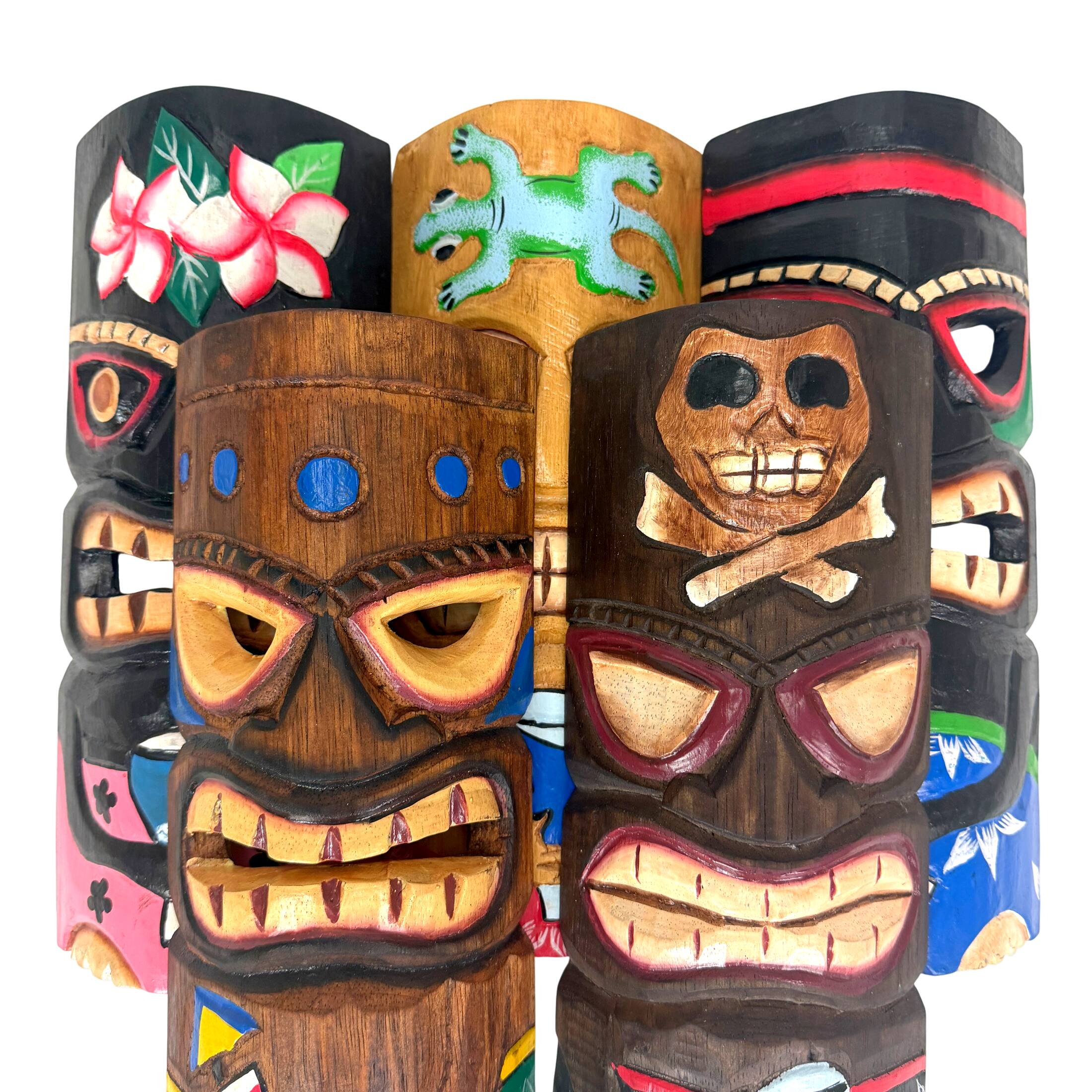 Alt View 7. Zeckos - Set of 5 Polynesian Style Wooden Tiki Masks 12 in. - Multicolored.