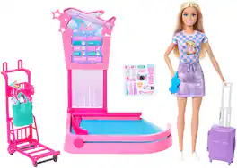 Mattel - Barbie ‘Malibu’ Travel Doll, Baggage Claim Playset - COLLECTIBLES - Multicolor