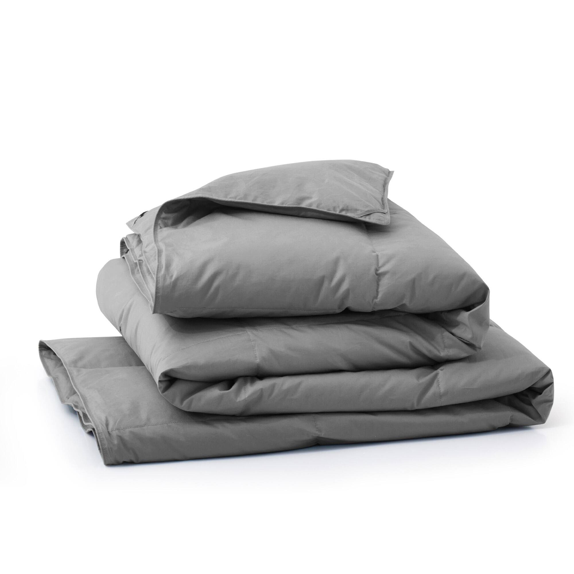 Alt View 1. Puredown - Puredown Luxurious 300TC 100% Organic Cotton Down Feather Fiber Comforter, Gray, Twin - Gray.