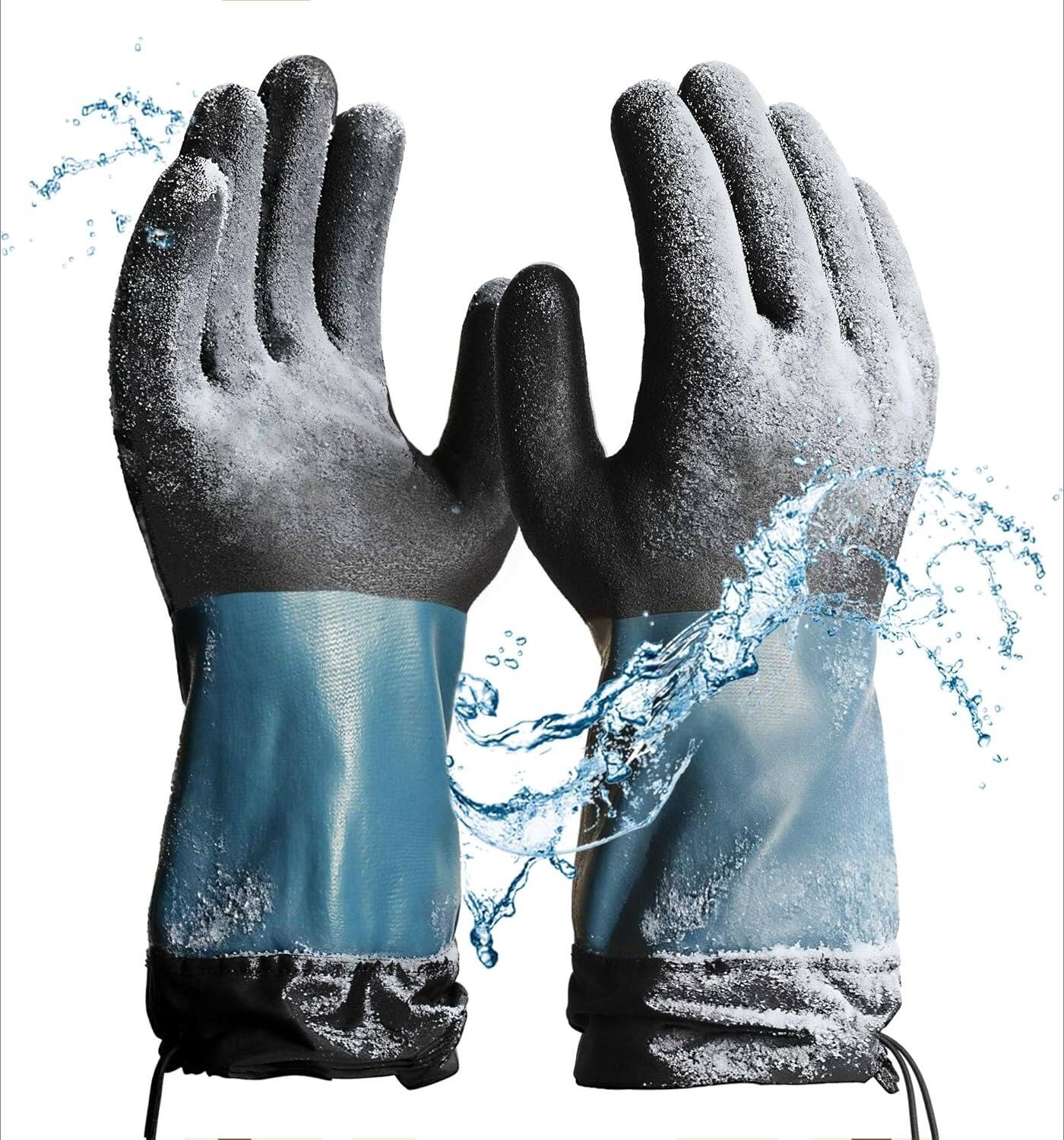 Cozy Serene - 100% Waterproof Winter Work Gloves, Long Freezer Glove with Water-based PU Coating, Ultimate Warmth - XX-Large