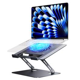 HongFei - Laptop Stand - Adjustable Ergonomic Laptop Riser, Portable Foldable Aluminum Laptop Holder for Desk, Bed, Couch & Lap - Gray