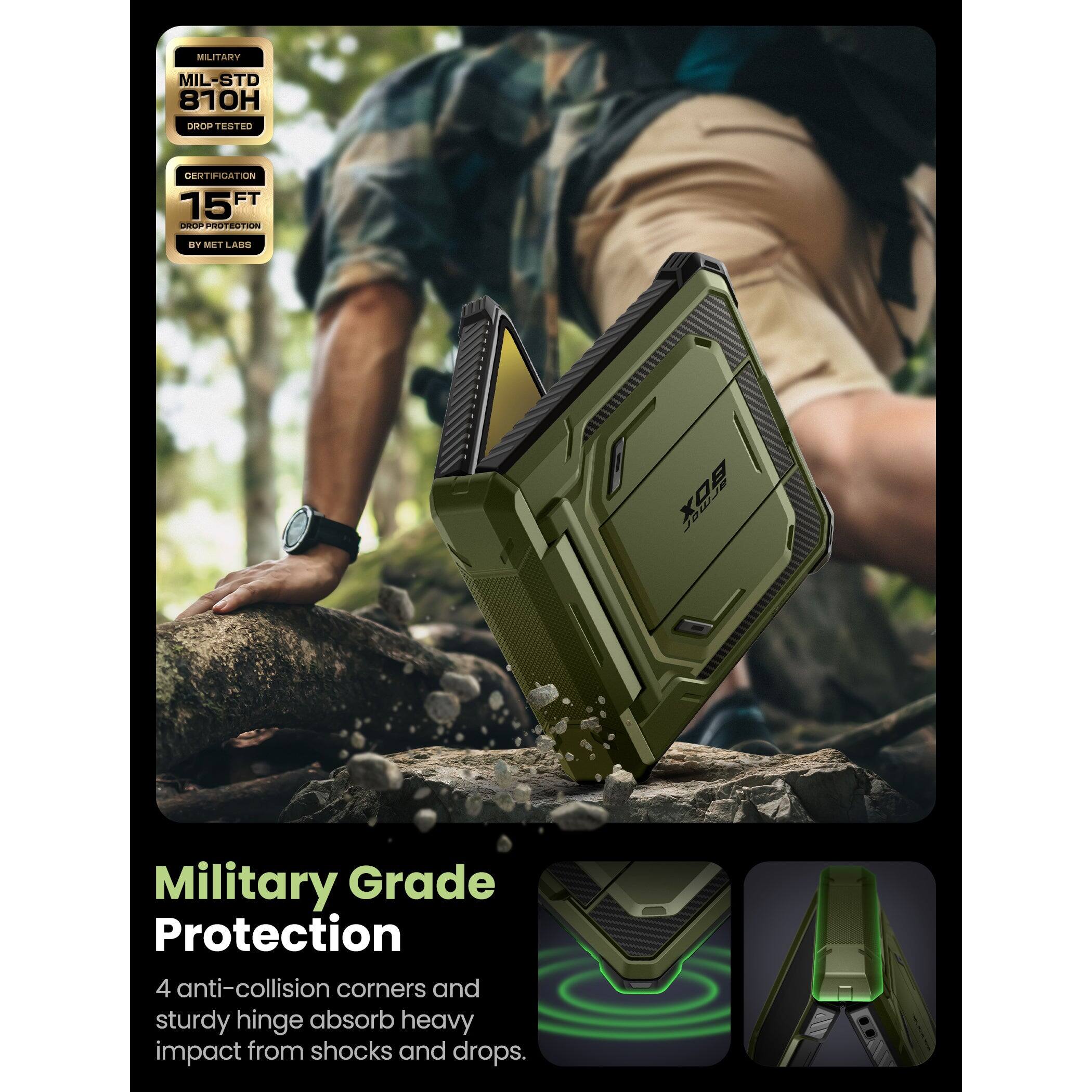 Back. i-Blason - i-Blason Armorbox Case for Samsung Z Flip7 – Kickstand, Screen Protector, Military-Grade - Dark Green.