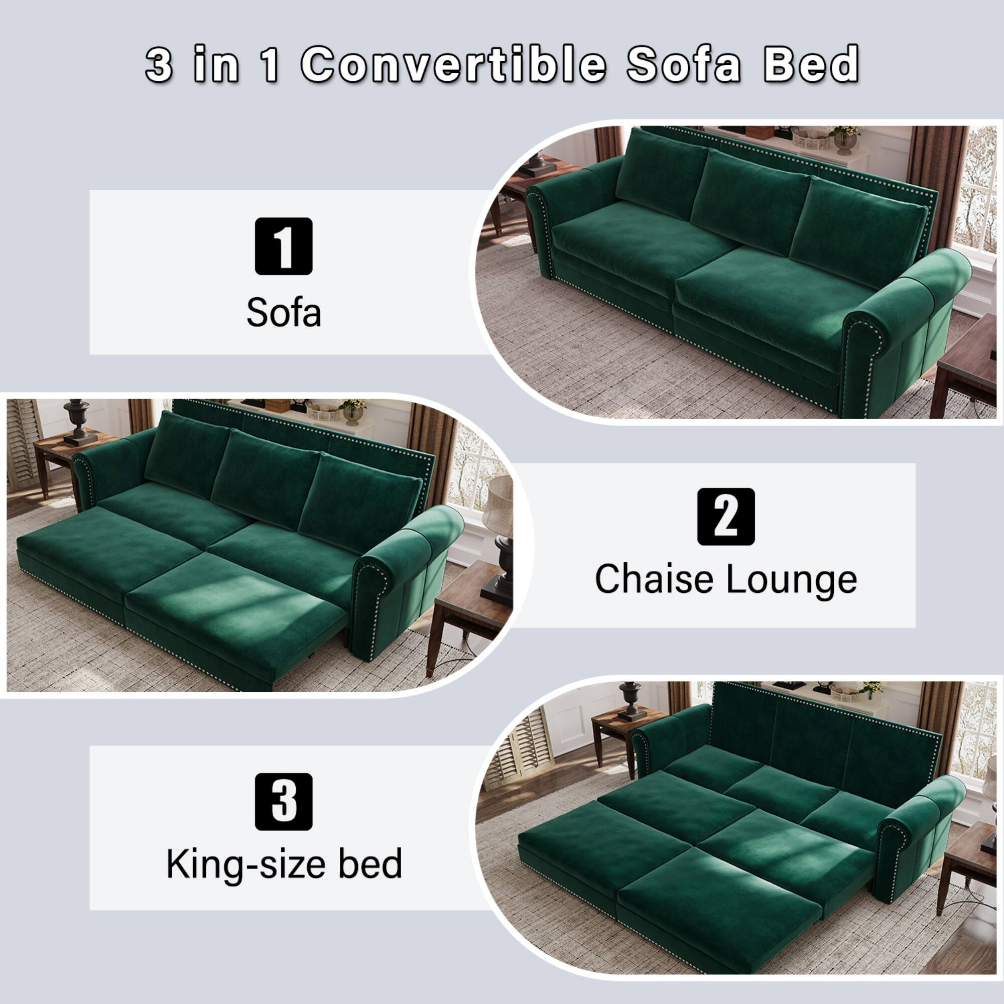 3 in 1 Convertible Sofa Bed

1. Sofa
2. Chaise Lounge
3. King-size bed