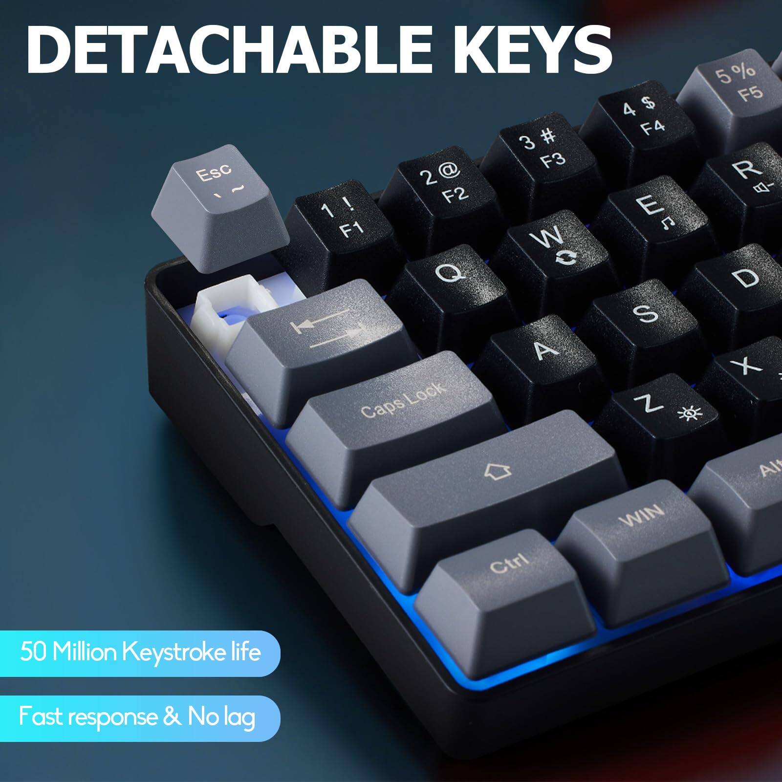 DETACHABLE KEYS

50 Million Keystroke life

Fast response & No lag