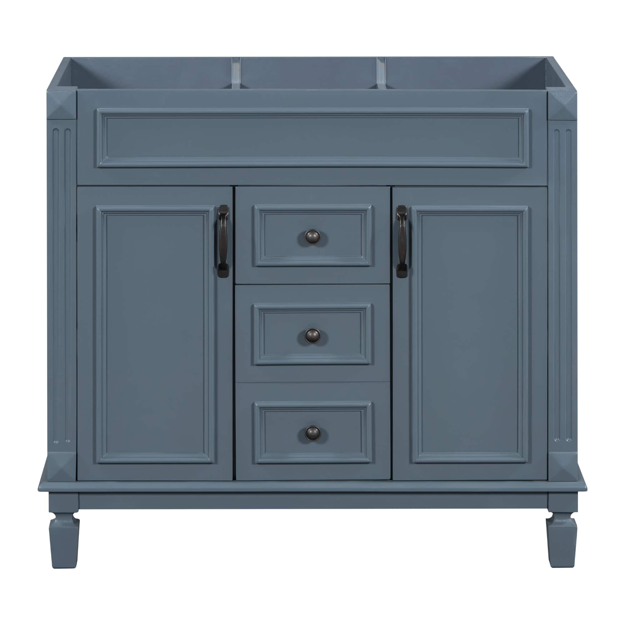 Boyel Living - 36 Inch Modern Bathroom Vanity Cabinet Only with Soft Closing Doors and DrawersBlue - Blue