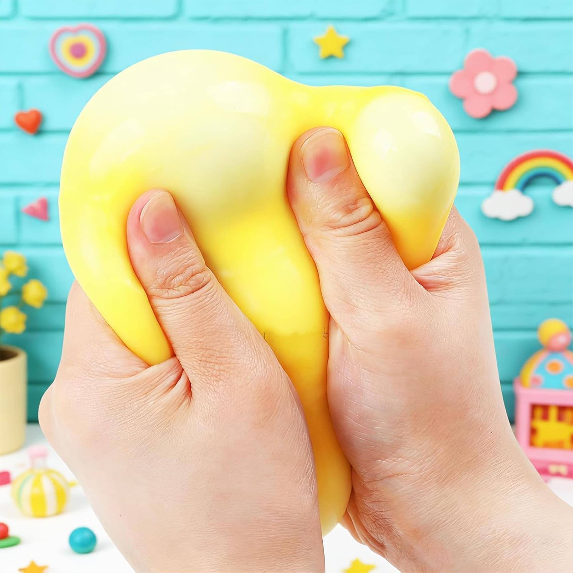 Alt View 4. Puka Creations - Cheese Squishy 2-Inch Stress Reliever | 1 Piece - Yellow.