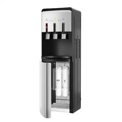 Front. Euhomy - Bottleless Water Cooler Dispenser, 3 Temp, 2-Stage Filtration, UV Self-Clean, Child Lock,for Home Office Use - black and silver.