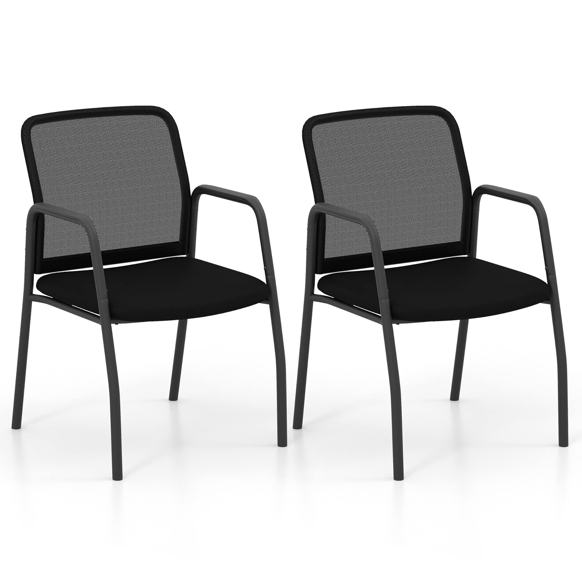 Alt View 1. Gymax - Gymax Meeting Room Chair Set of 2 Waiting Room Chairs w/ Ergonomic Backrest & Armrests - Black.