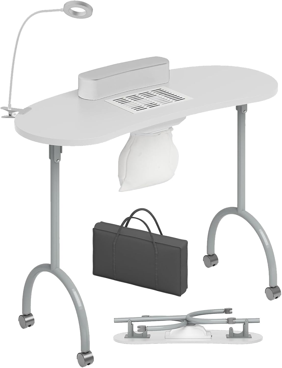 Front. Circus Cirle - Portable Manicure Nail Table, Foldable Manicure Table，White.