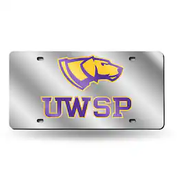 Rico Industries - Wisconsin Stevens Point Pointers Mirrored Laser Cut License Plate Auto Tag - Multi