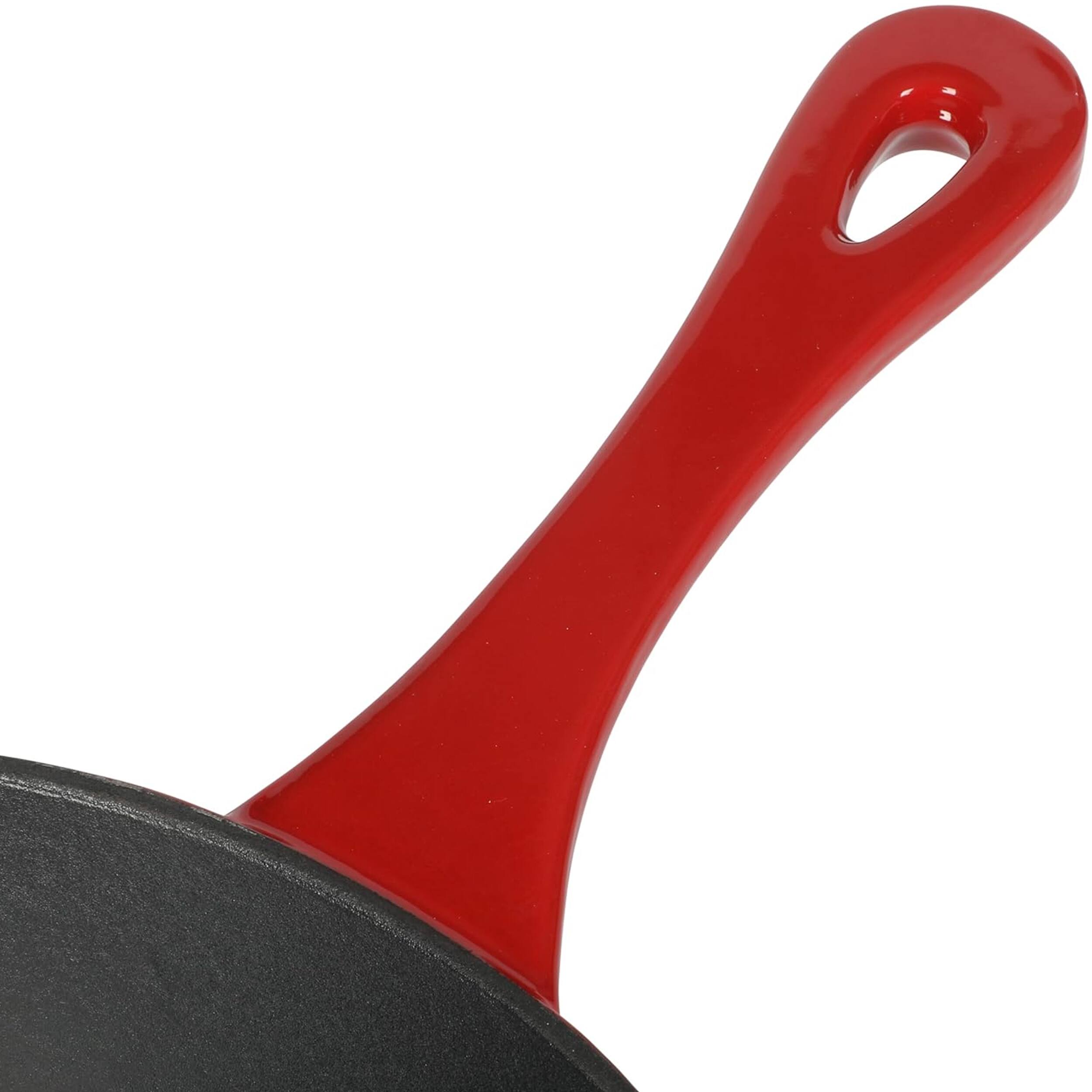 Alt View 4. Crock-Pot - Crock-Pot Artisan 8 Inch Enameled Cast Iron Round Skillet in Gradient Red - Gradient Red.