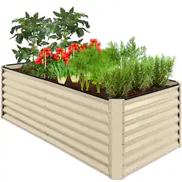 Best Choice Products - 6x3x2ft Outdoor Metal Raised Garden Bed for Vegetables Flowers Herbs - Beige