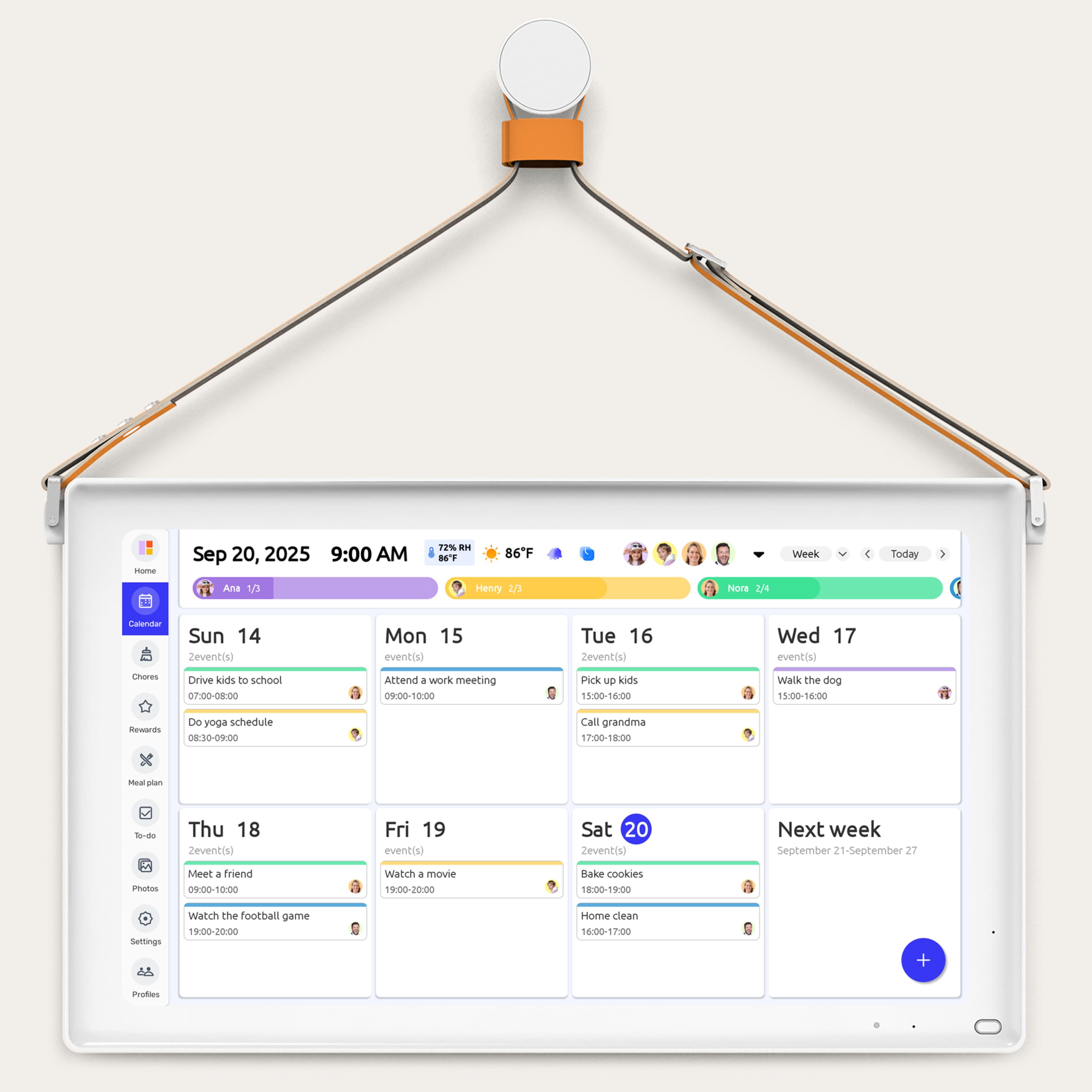 Everblog - 21.5" Smart Digital Family Calendar Display with Touchscreen, WiFi, Chore Chart & Photo Frame - White