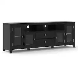 Simpli Home - Cosmopolitan SOLID WOOD 72 inch Wide TV Media Stand For TVs up to 80 inches - Black