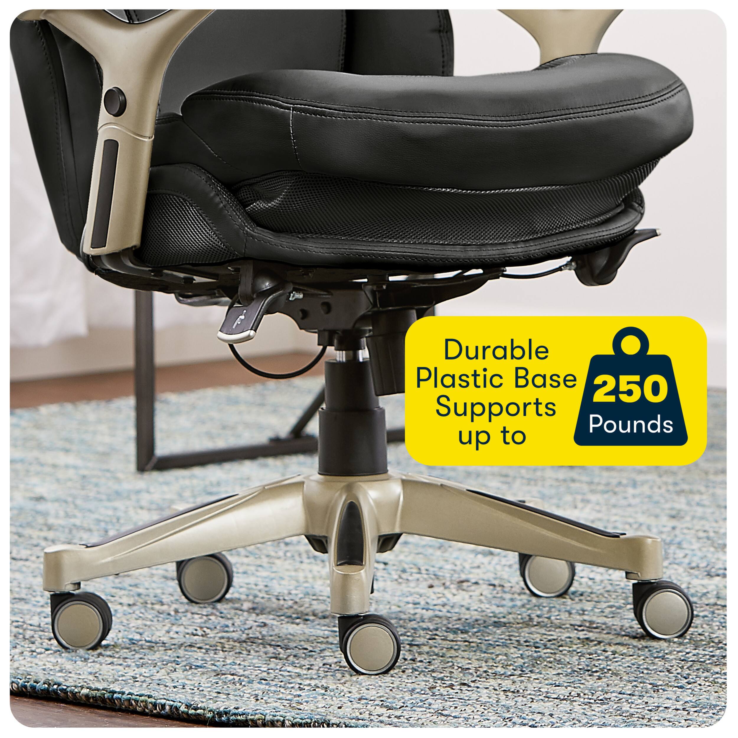 Alt View 19. Serta - Upholstered Back in Motion Health & Wellness Office Chair with Adjustable Arms - Bonded Leather - Black.