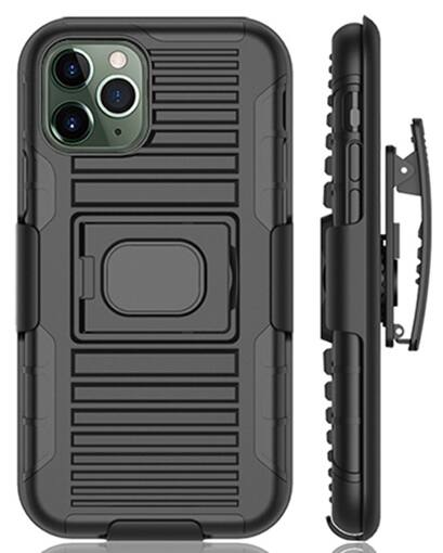 Front. Nakedcellphone - Combo for iPhone 11 Pro - Ring Grip/Stand Case and Belt Clip Holster - Black.