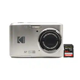 Kodak - Pixpro FZ45 Portable Digital Camera with 64GB Extreme PRO SDXC Card - Silver